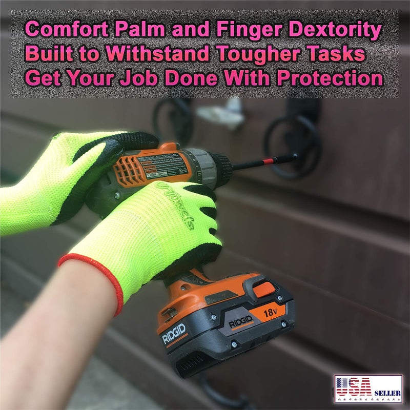GLL Coated Work Gloves for Men and Women, 10-Pair Pack, Safety Gloves for Working, Gardening, Utility, Rugged Latex Rubber Firm Grip Coating (Medium, Green) - Image 4
